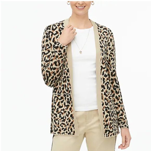 NWT J. Crew Factory Leopard Open Cardigan